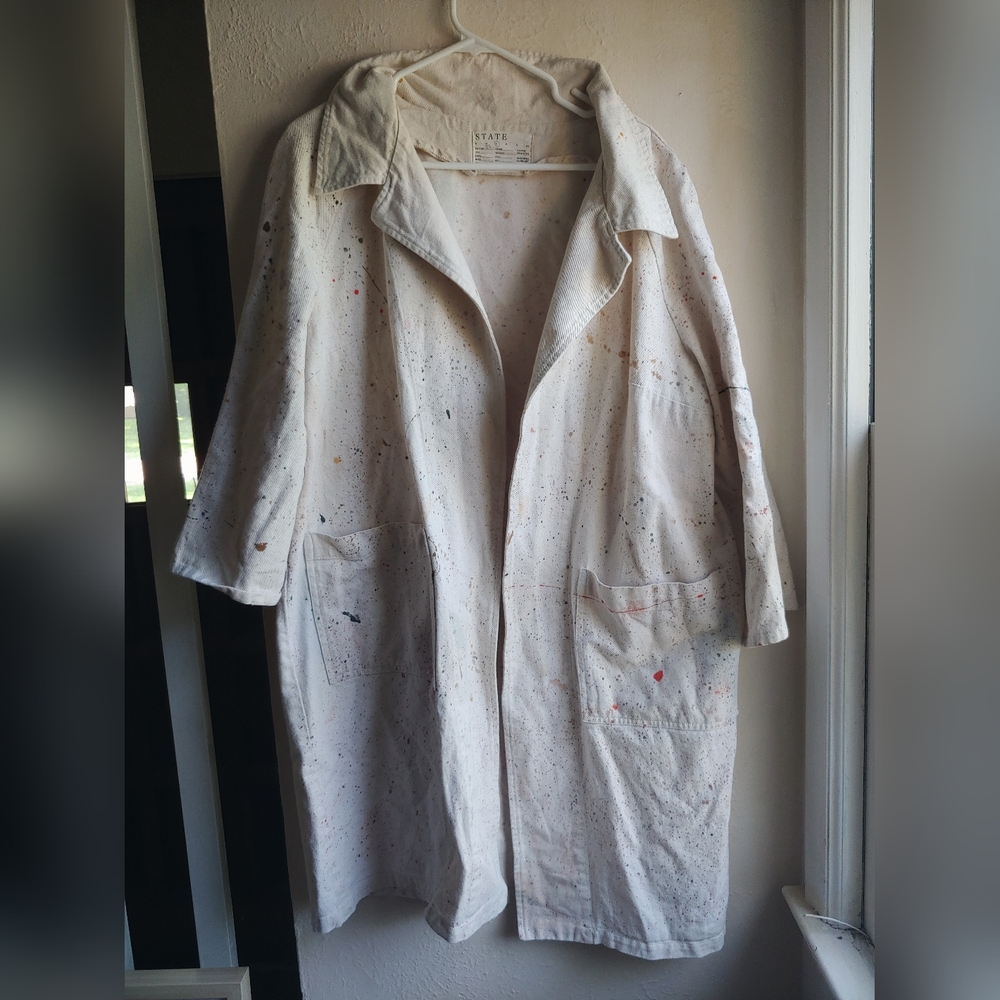 STATE the label hand painted potter's coat